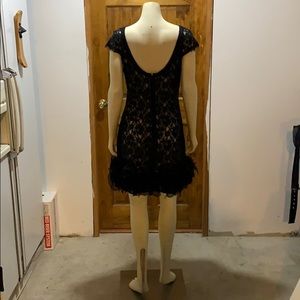 Jessica Simpson Lace Feathered Black Dress